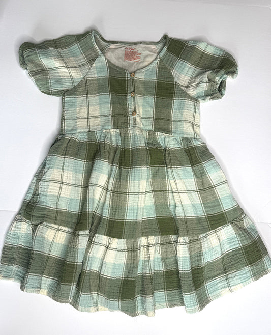 Seller 89 Girls Cat and Jack Size M (8) Blue and Green Checker Dress EUC