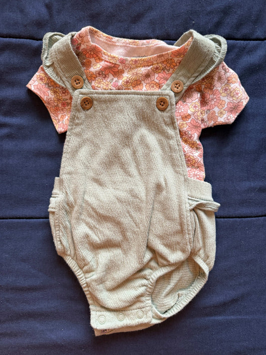 SELLER #6 Carters 6M Floral Shirt & Overalls