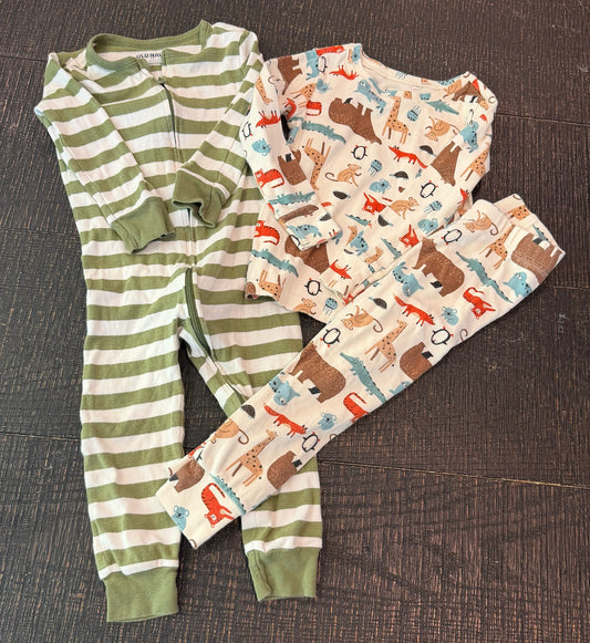 #66 Old Navy Boys 2T Pajama Bundle (Stripe & Animals)