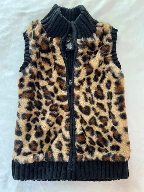 Rachel Zoe Full Zip Cheetah Sweater Vest Girs Sz M (7-8)