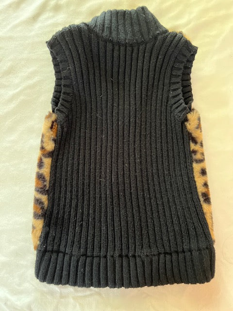 Rachel Zoe Full Zip Cheetah Sweater Vest Girs Sz M (7-8)