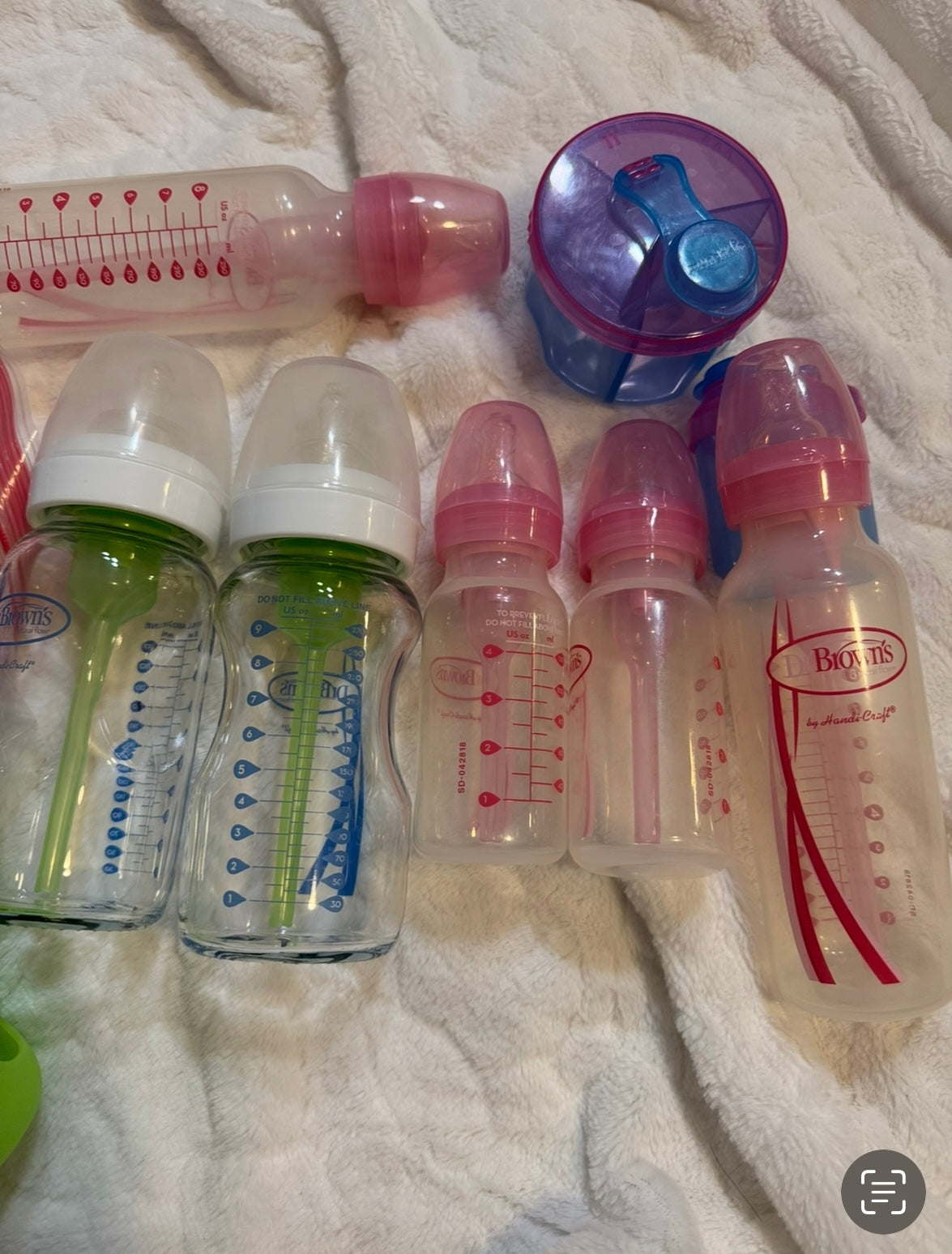 #53 multiple baby bottles and feeding supplies