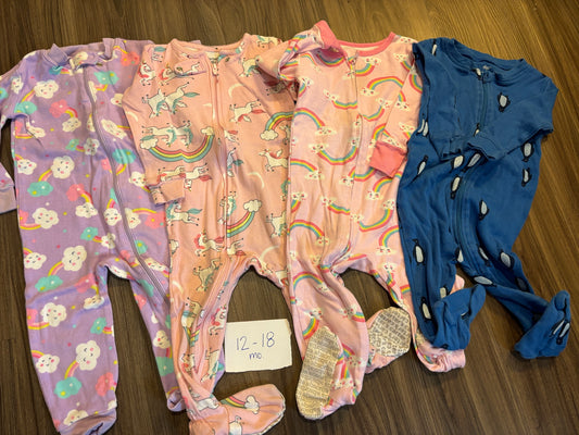 12-18 Mo - Various Brands - 4 Pack Zip Rompers/Sleepers - PU 45236 (near Kenwood) Except Semiannual Sale