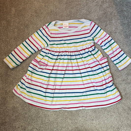 #139 Size 2T Hanna Anderson Rainbow Stripe Dress (please look at all pictures)