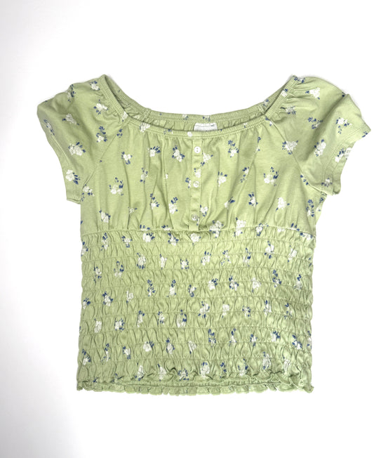Seller 89 Girls Abercrombie kids Green Floral Top Size 9/10 EUC