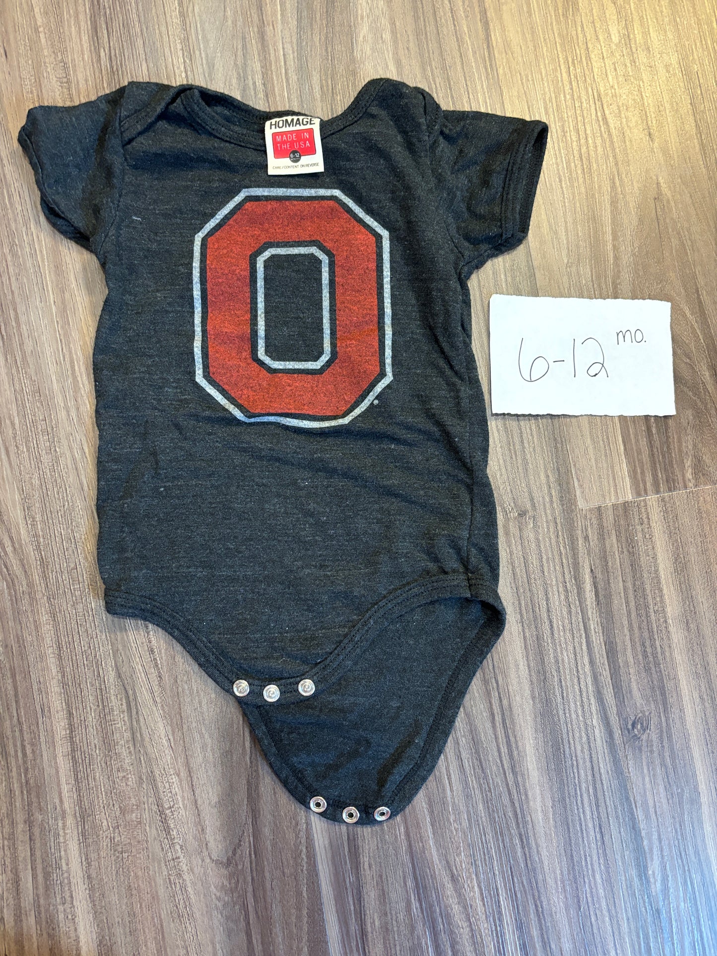 #98B - 6-12 Mo - Homage - Ohio State Block O Bodysuit - PU 45236 (near Kenwood) Except Semiannual Sale