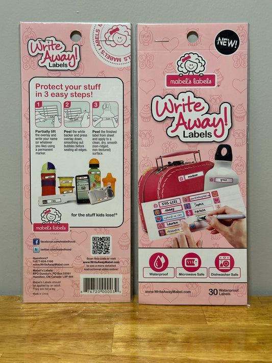 Brand New - Mabel's Labels Write-Away Labels - Waterproof, Microwave, & Dishwasher Safe