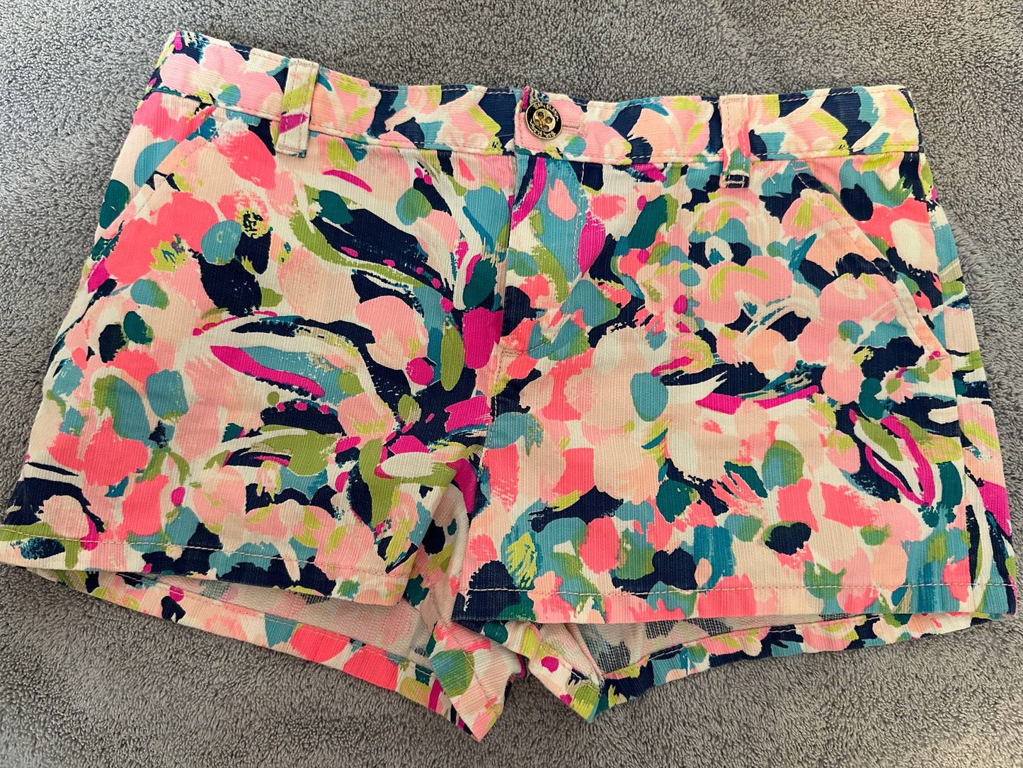 Lilly Pulitzer Girls Sz 14 Shorts Floral Pink Blue