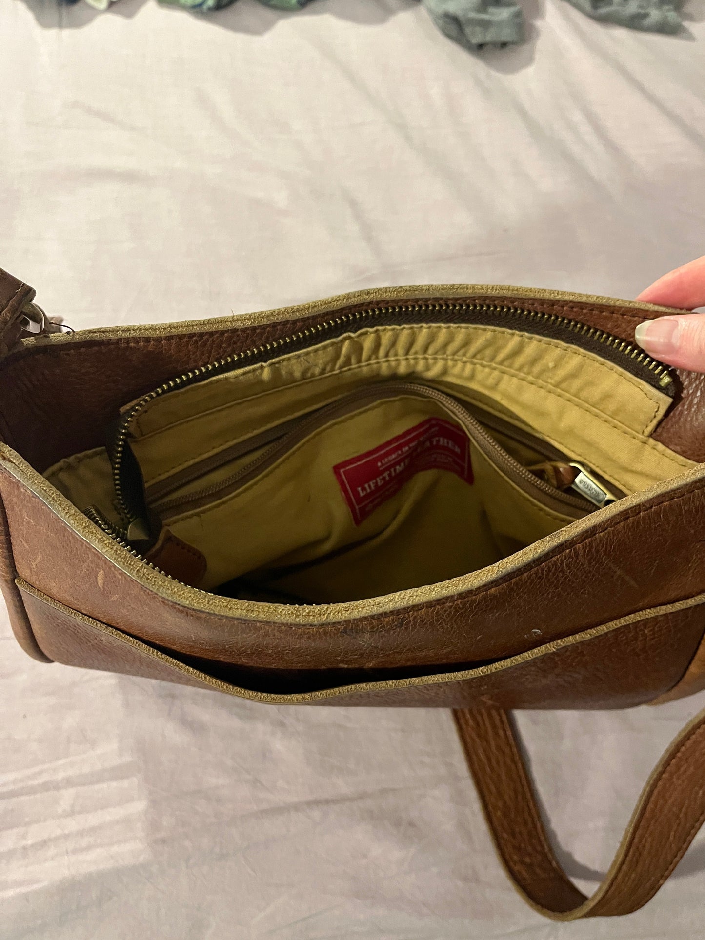 #211 REDUCED Large Tan Leather Cross Body