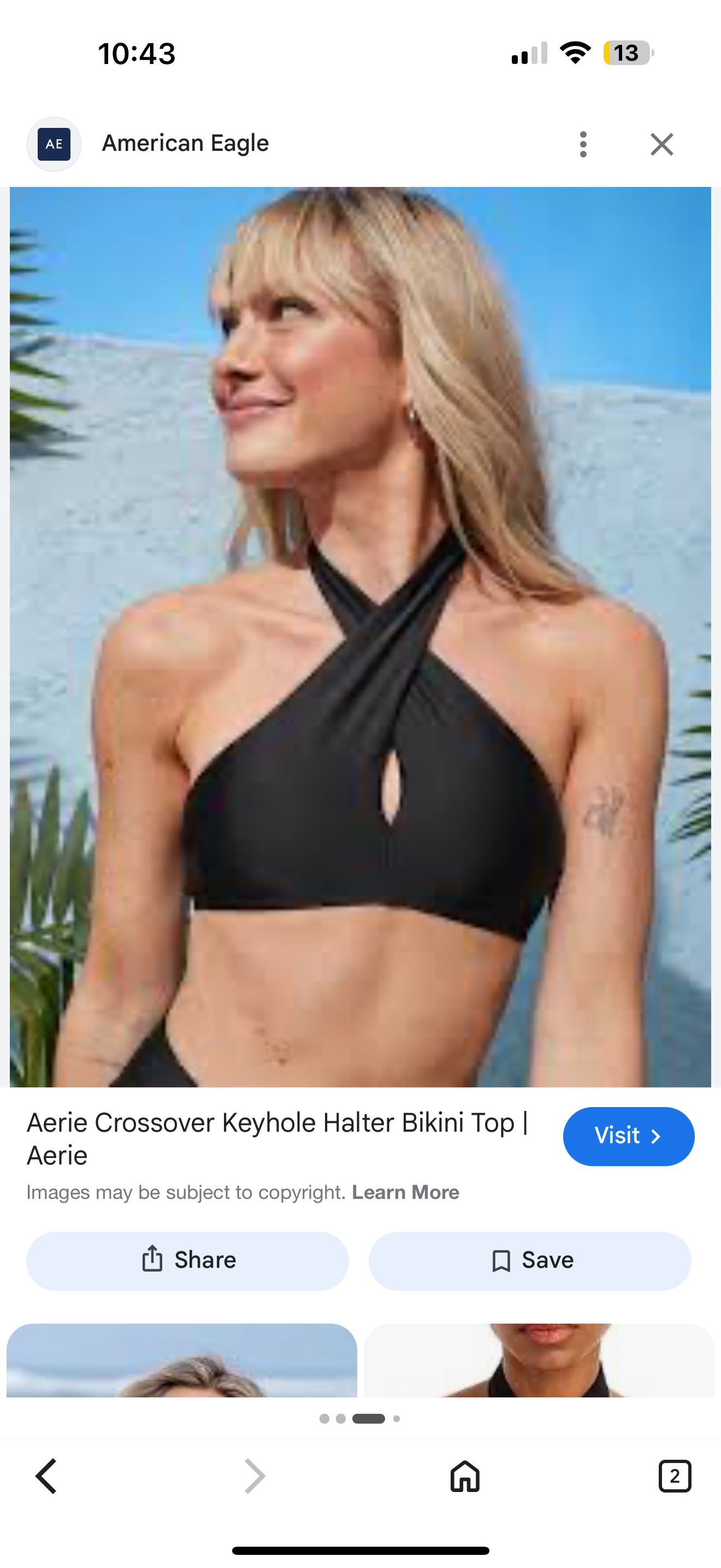Seller #30 Aerie Women's Crossover Keyhole Halter Bikini Top - Size Large NWOT