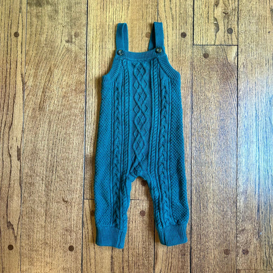 #95 EUC Boys Hanna Andersson Green Quilted Overalls, size 12-18 months
