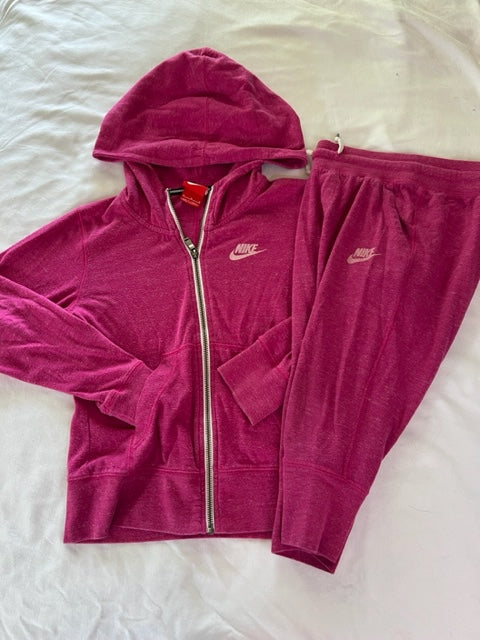 Nike Hooded Full Zip Jacket (Sz M) and Capri Jogger (Sz S) Girls