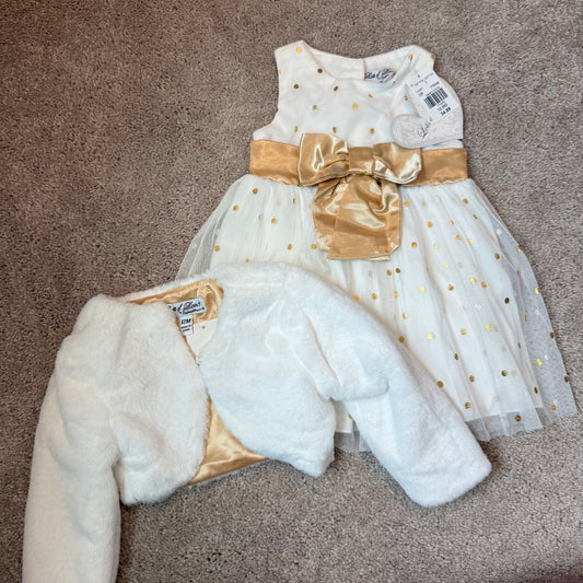 #139 Size 12M Lots of Love Ivory Dress with coat