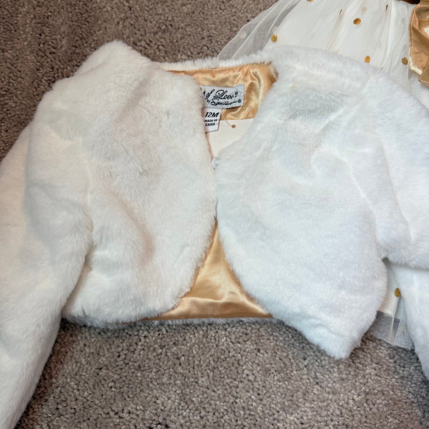 #139 Size 12M Lots of Love Ivory Dress with coat