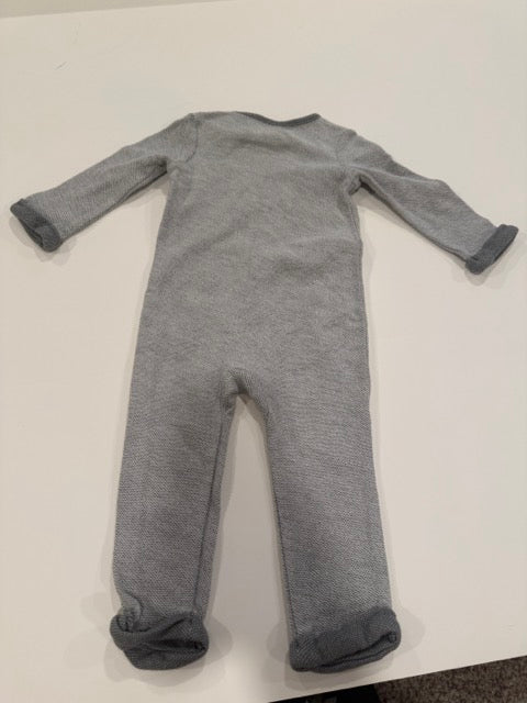 #9 -  Carters  -  Grey Longsleeve Button Down Romper Infant's SIZE  12M REDUCED