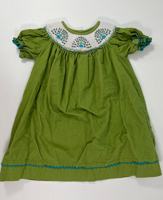 PPU 45242 Castles & Crowns 3T corduroy smocked peacock dress