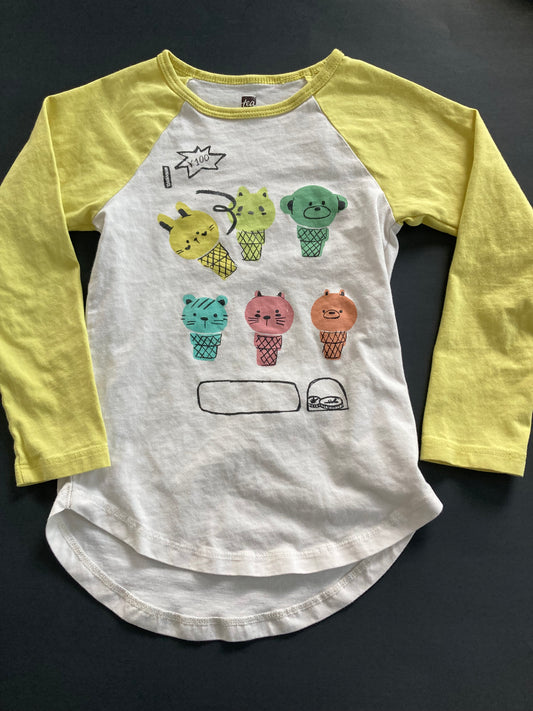 #91 girls' size 5 Tea Collection long sleeve raglan ice cream GUC