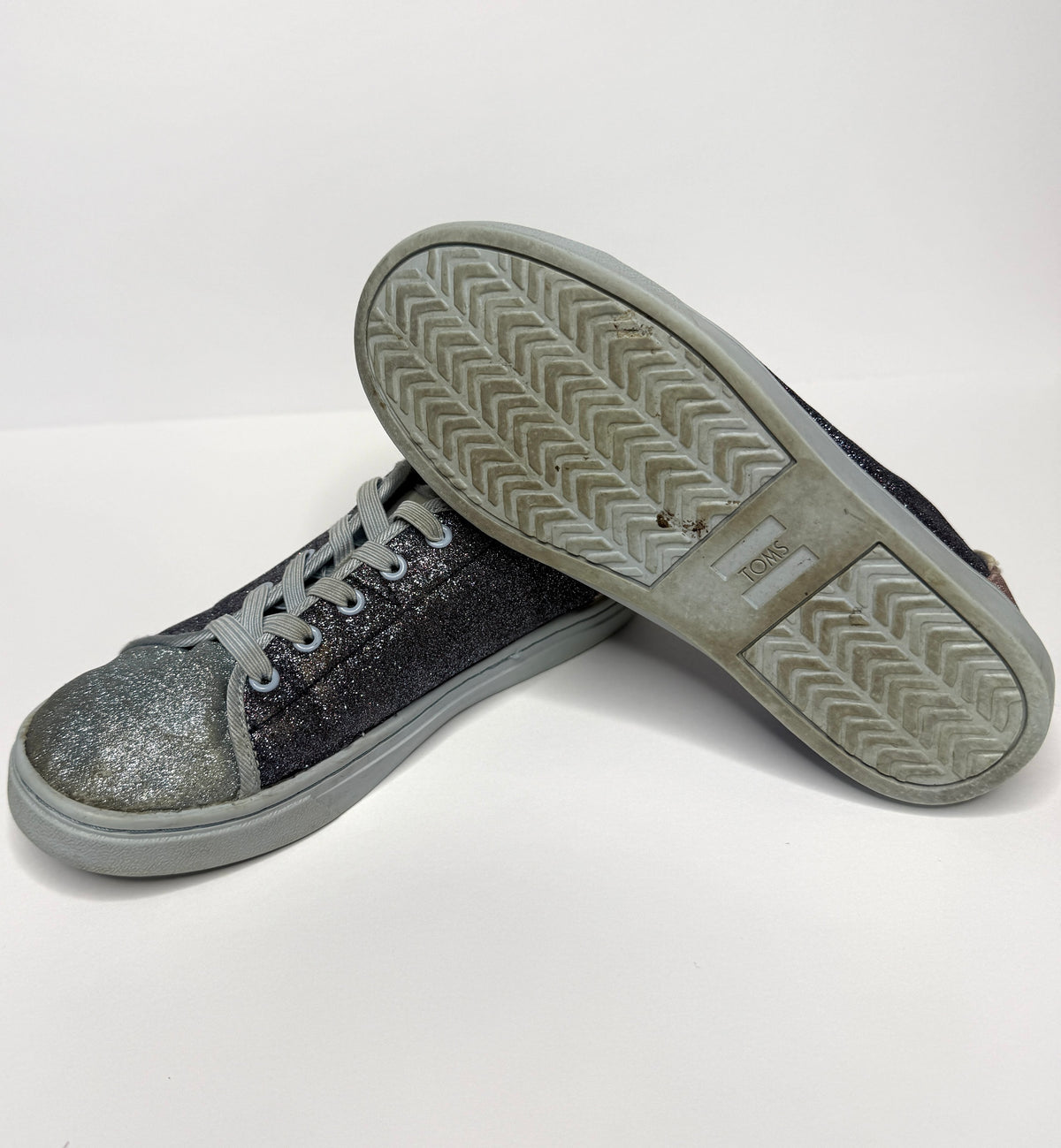 155 Girls Sparkle TOMs Sneakers Size 1 VGUC