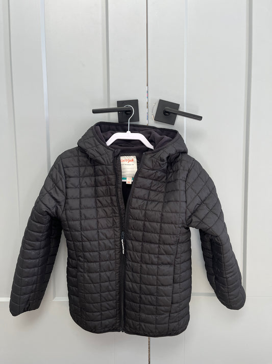 137 Boys all black fleece lined winter coat size L 10/12 cat & jack LN