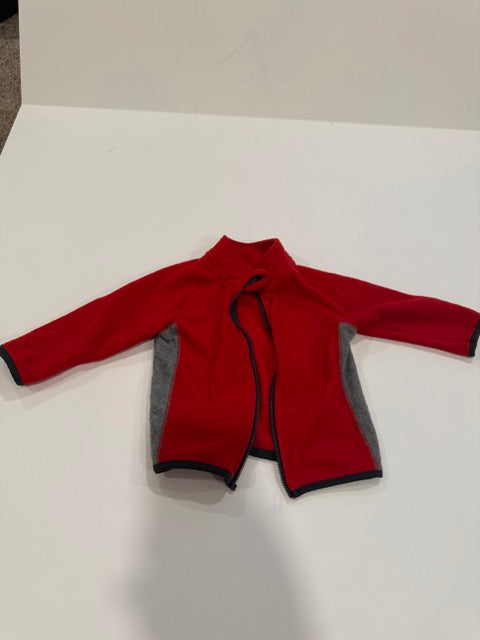 #9 -  Jumping Beans -  Red/Grey Full Zip Fleece Jacket Infant's SIZE  12M REDUCED