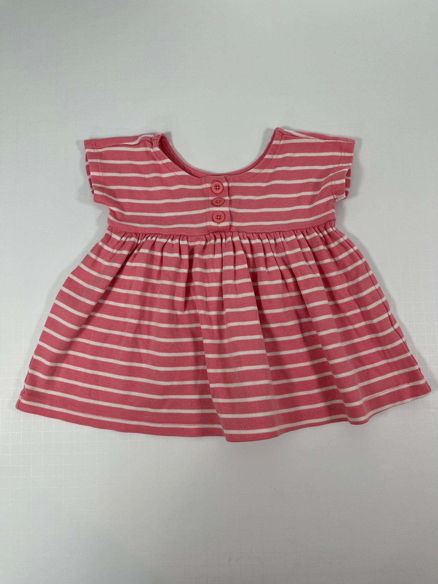 PPU 45242 Hanna Andersson 12-18m pink/white striped oversized top 