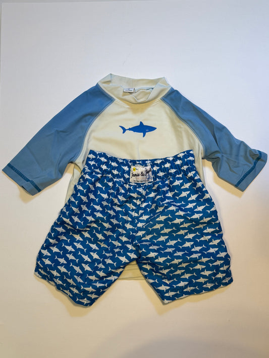 Seller #12 Janie and Jack shark swimshirt and trunks Boys 2T