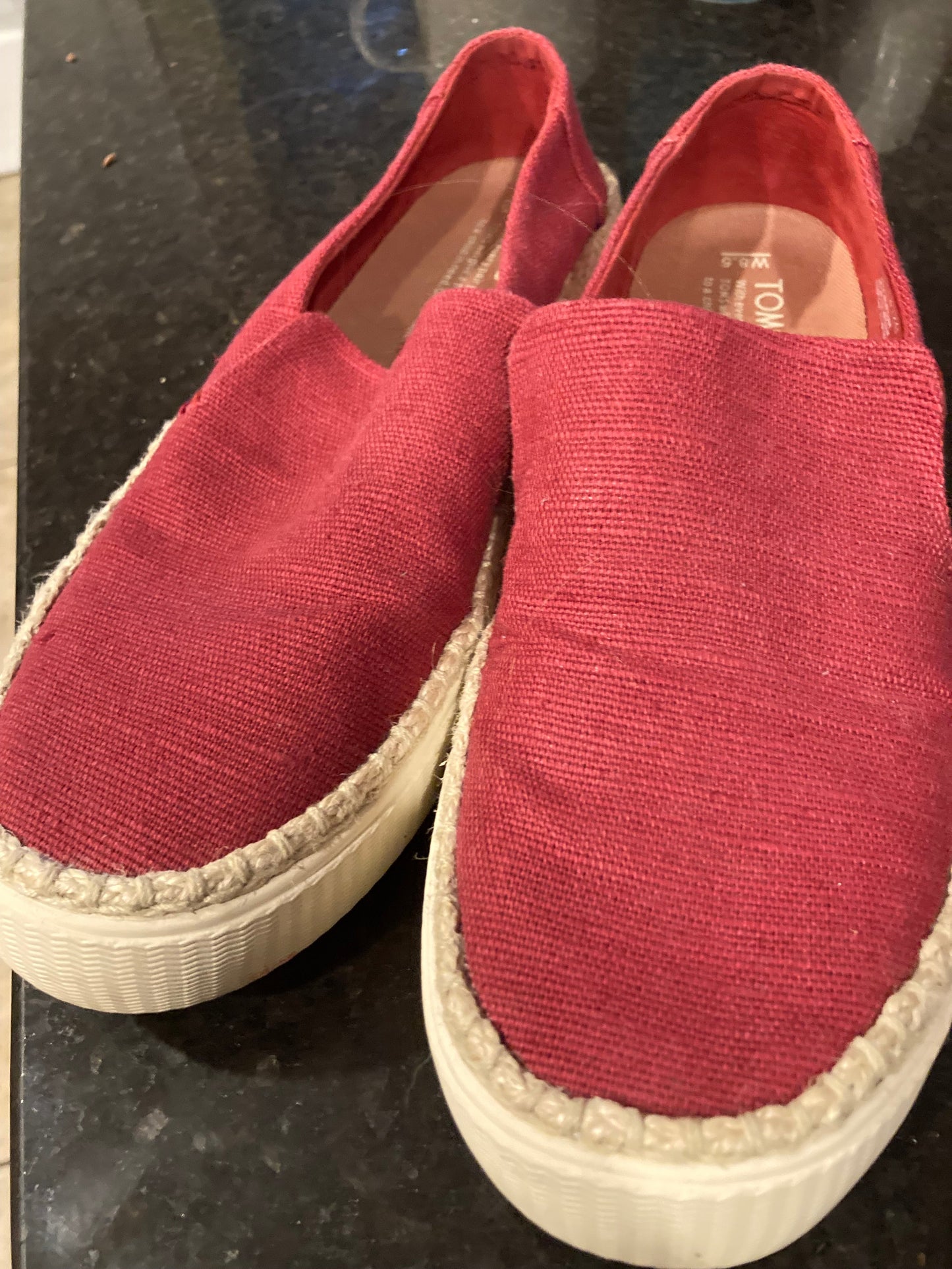 Seller #57 Womens 8.5 Toms Red canvas slide on shoes