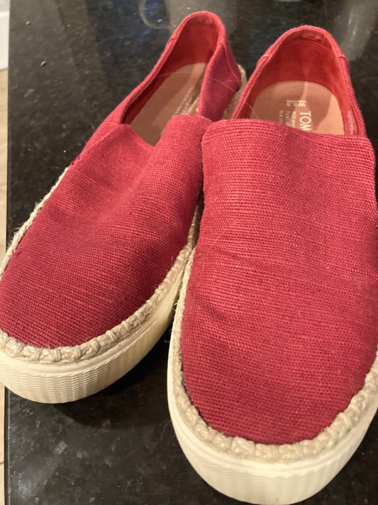 Seller #57 Womens 8.5 Toms Red canvas slide on shoes