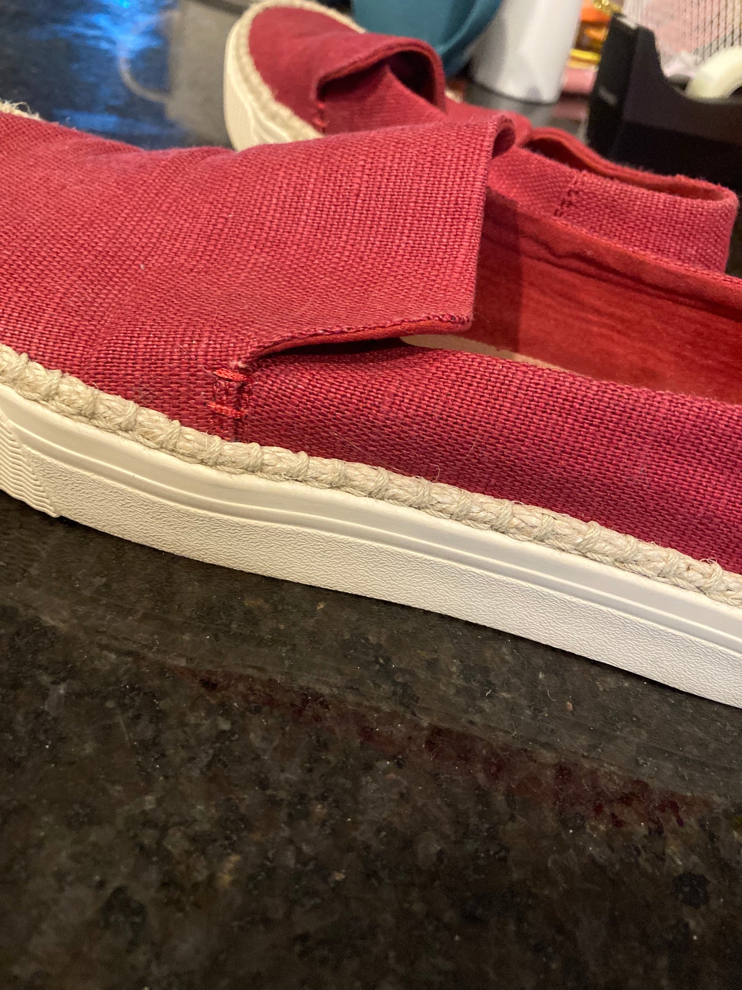 Seller #57 Womens 8.5 Toms Red canvas slide on shoes