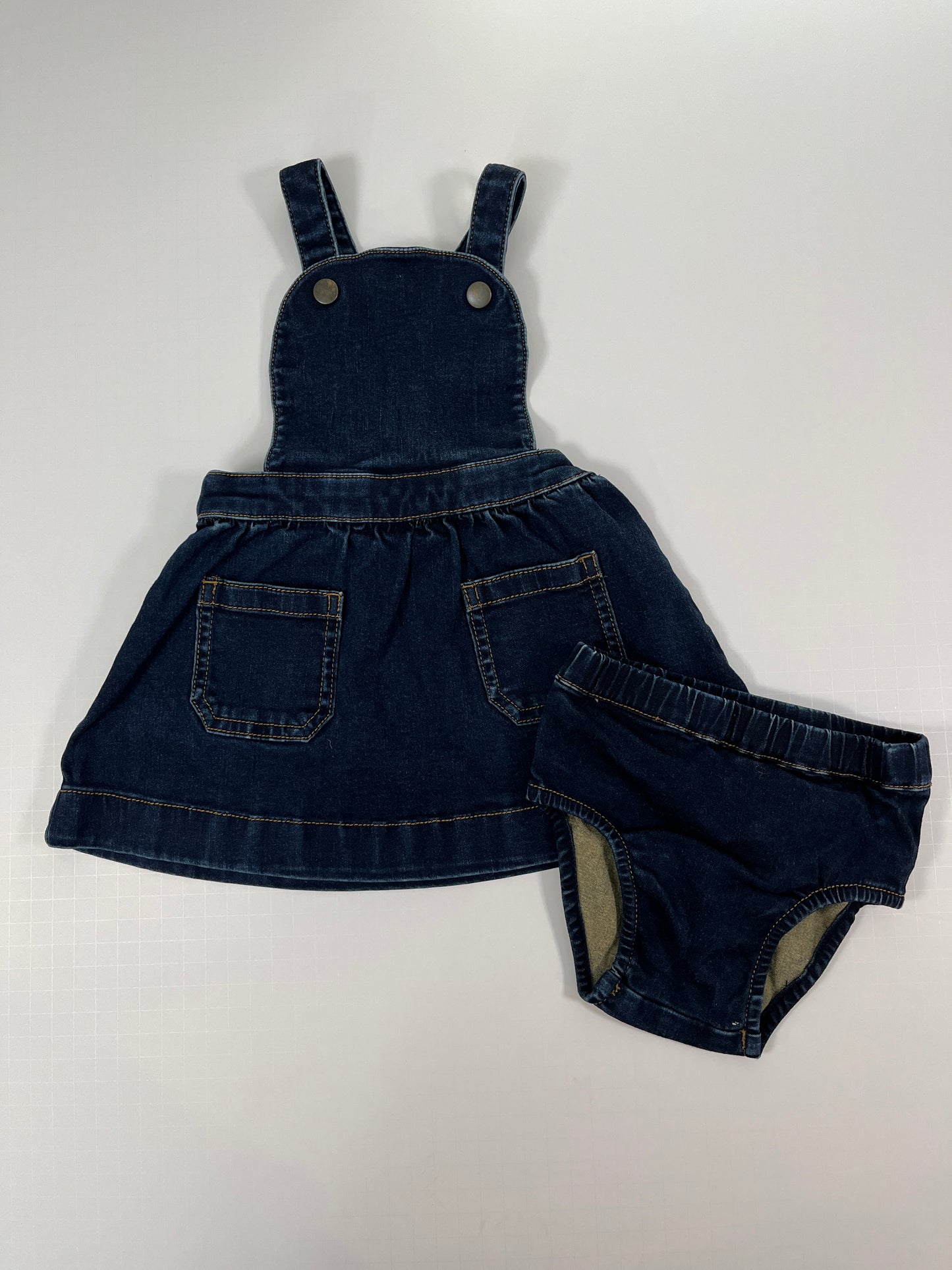 PPU 45242 Hanna Andersson 12-18m denim jumper and bloomers