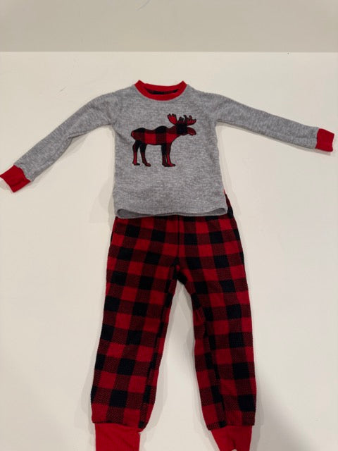 #9 -  Eddie Bauer -  Grey Waffle Shirt with Red/Black Buffalo Check Moose and Pants Toddler SIZE  24M REDUCED