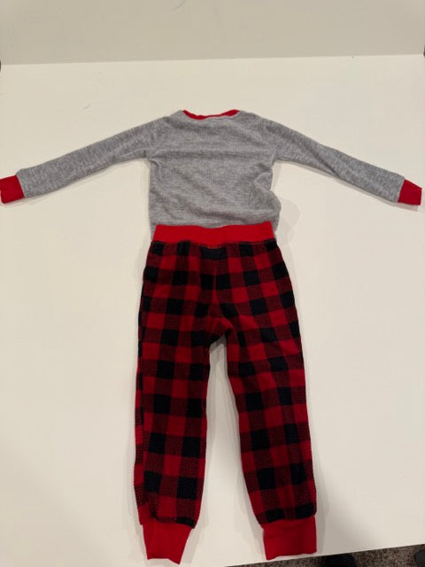#9 -  Eddie Bauer -  Grey Waffle Shirt with Red/Black Buffalo Check Moose and Pants Toddler SIZE  24M REDUCED