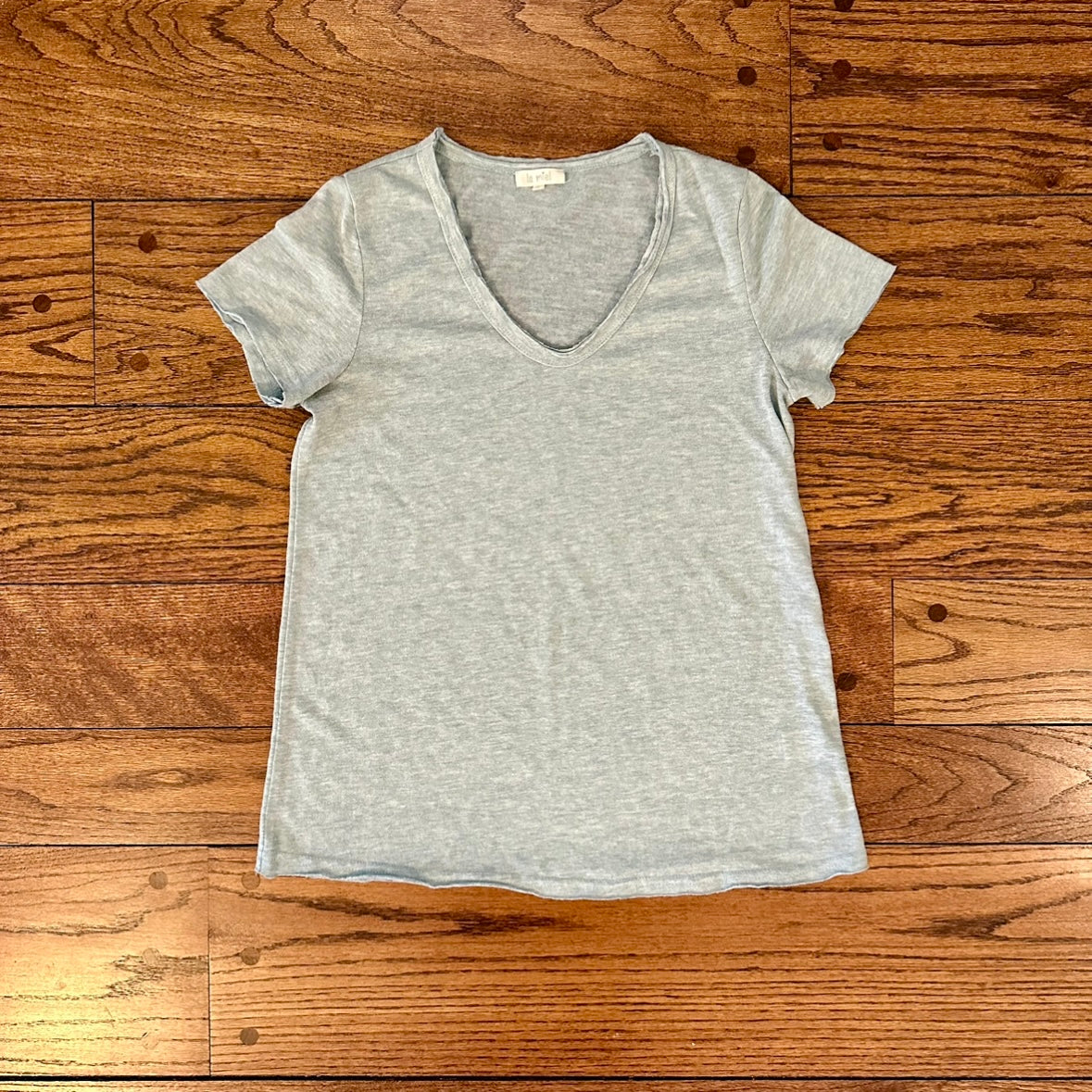 Women's Maternity Blue V-neck Shirt, Light Blue - size S