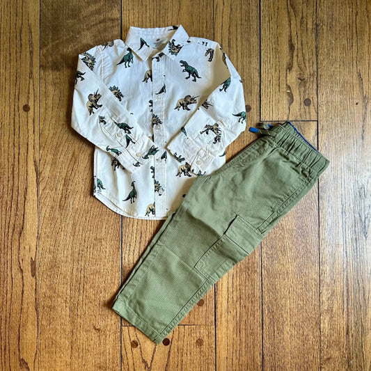 #95 NWT Boys H&M Button Down Dinosaur Outfit, size 2T REDUCED