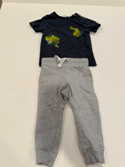 #9 -  Tommy Bahama  -  Grey full zip hoodie (with Draagon hood) , matching pants & Dino Navy Shirt Toddler SIZE  24M REDUCED