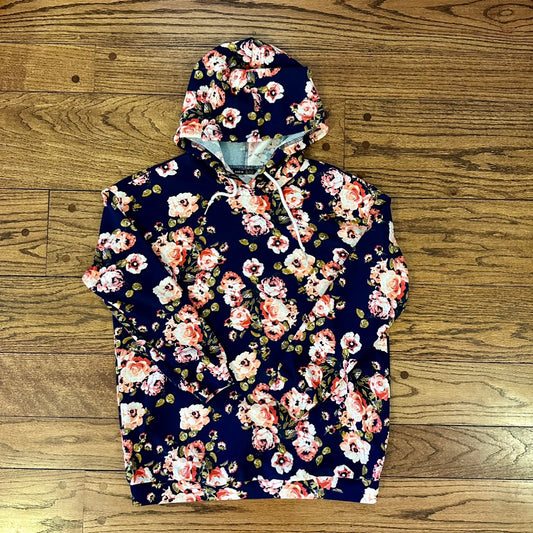 Women's SHEIN Navy Pink Floral Maternity Hoodie - size 4