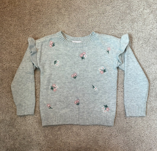 #139 2T Design History  Grey Flowers sweater