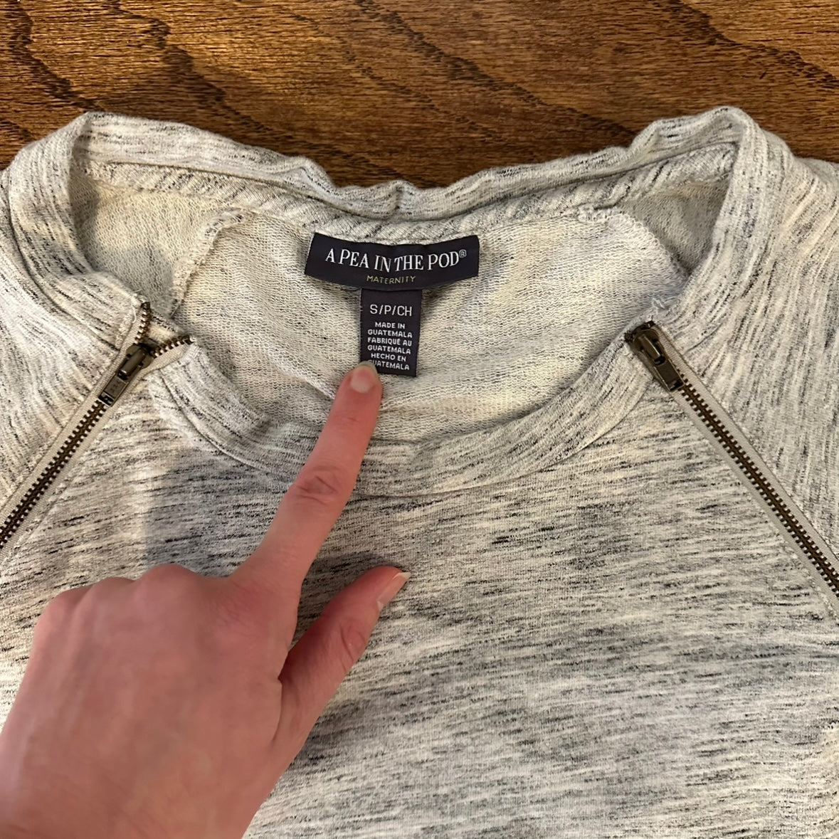 Women's A Pea in the Pod Gray Zipper Maternity Tunic Shirt - size S