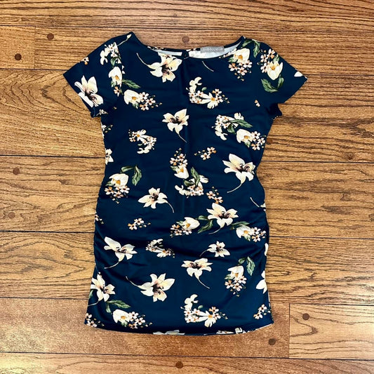 #95 EUC Womens Loveappella Navy Floral Maternity Shirt, size XS