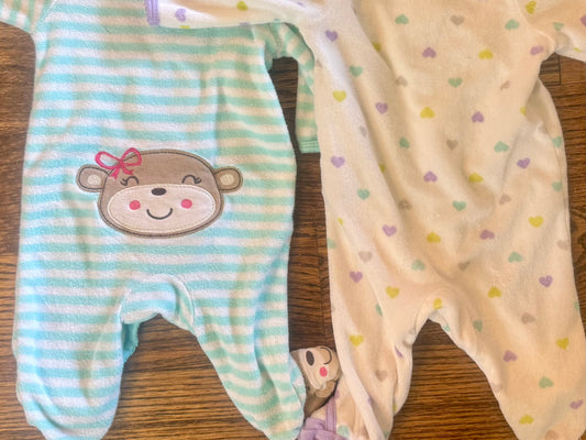Seller #172 Carter’s Baby Girl Sleepers Size NB