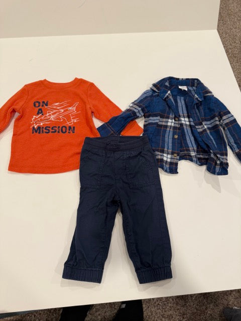 #9 -  Koala Baby -  Orange Brave Like Daddy, Green Fox and Green Stripe Onesies Toddler SIZE  12-18M REDUCED