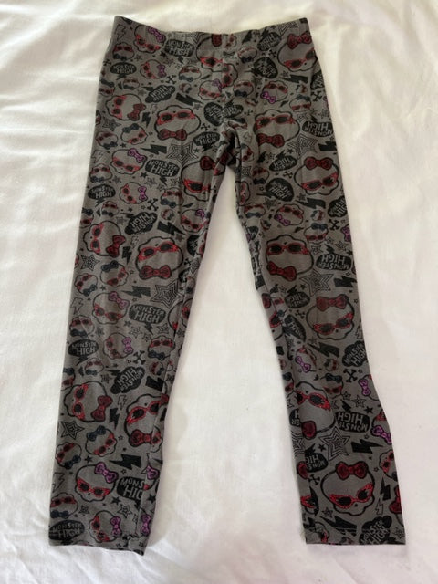Monster High Print Leggings with Red Sparkle Girls Sz S