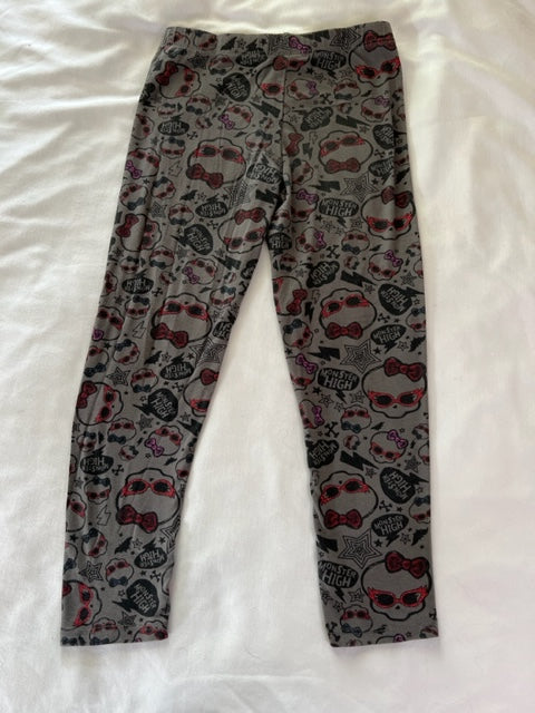 Monster High Print Leggings with Red Sparkle Girls Sz S