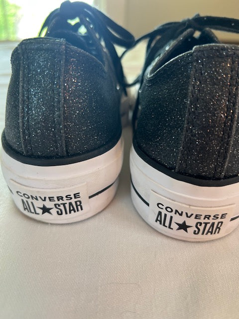 Converse All Star Lift Platform Black Silver Sparkle Women's Size 4.5 (in Converse)