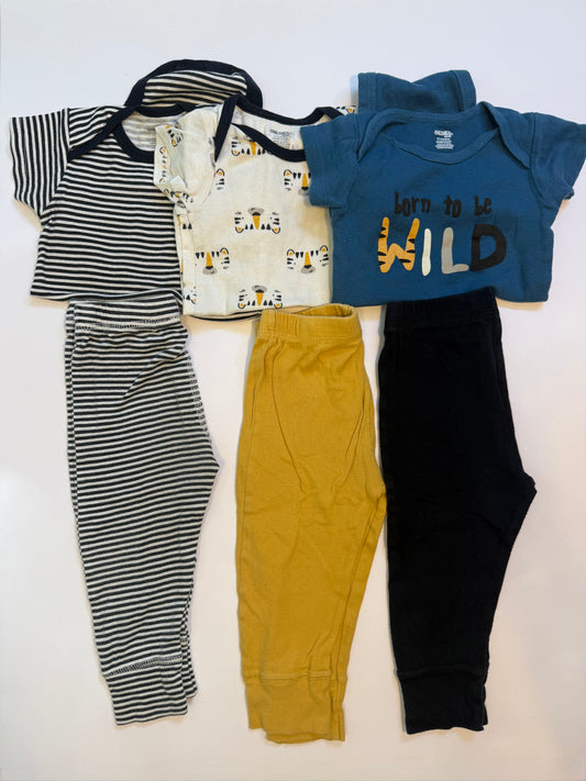 Seller #12 12mo Short Sleeve Onsie "Wild" 6piece set with By Onesie Brand