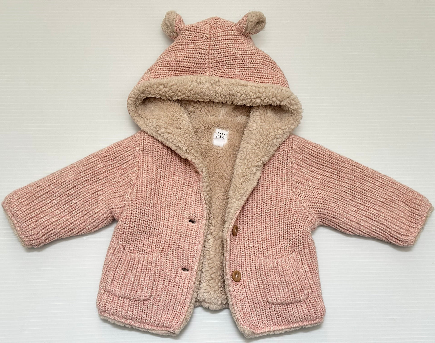 Seller #168 Baby Gap Girls 3-6m Sherpa Lined Pink Sweater Jacket
