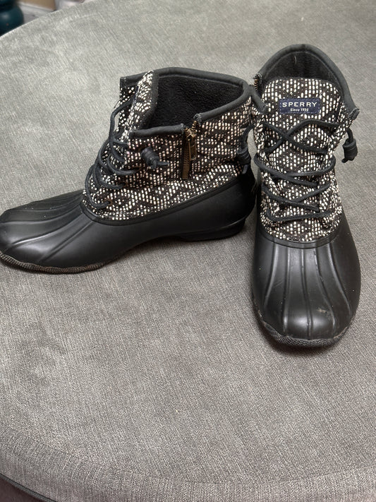 #163 Sperry Black Boots - Womens 9