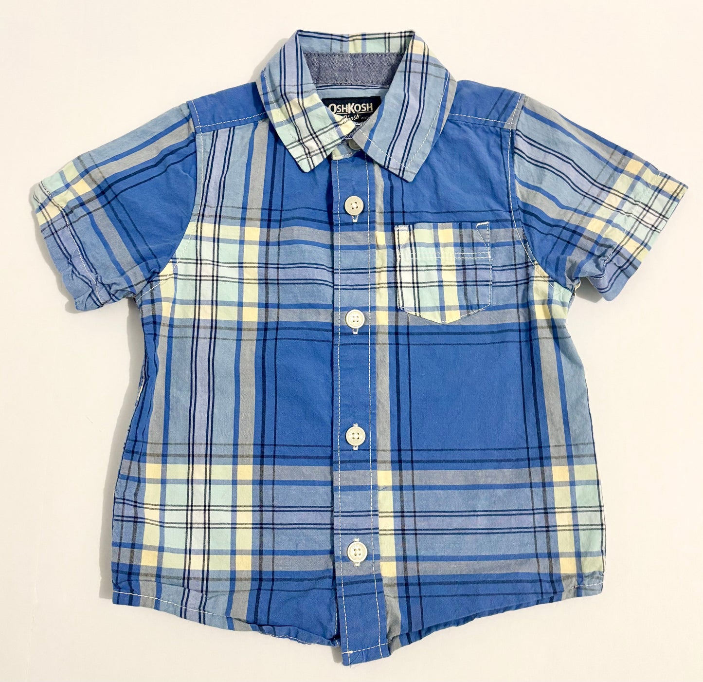 #132 - REDUCED - OshKosh B'Gosh: Plaid, Button-down, Short-Sleeve Shirt, 12M