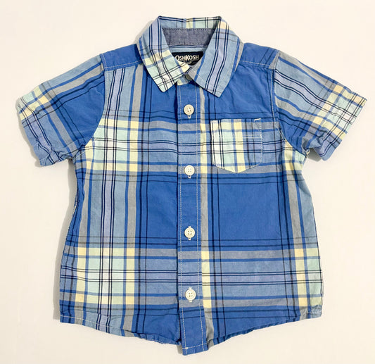 #132 - REDUCED - OshKosh B'Gosh: Plaid, Button-down, Short-Sleeve Shirt, 12M