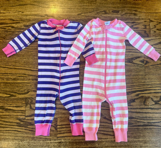 Seller #172 REDUCED Hanna Andersson Girl Striped Sleeps Size 9-18 and 12-18 months